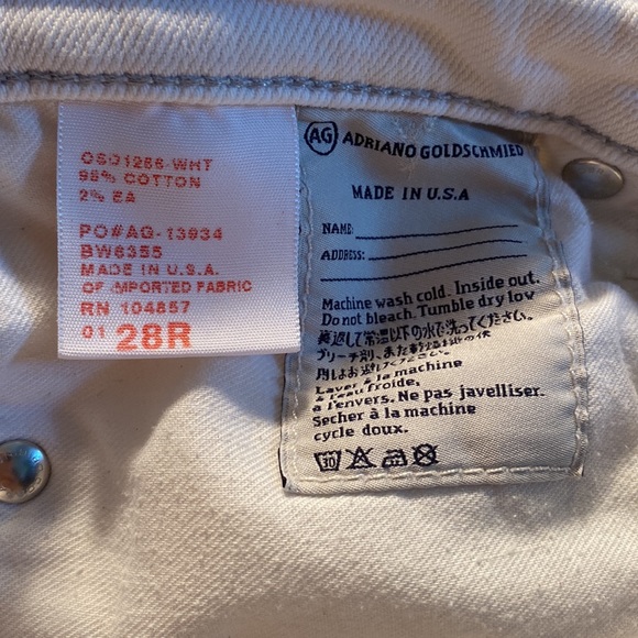AG Adriano Goldschmied, The Stevie slim Straight white, 28R Made in USA - Picture 6 of 9